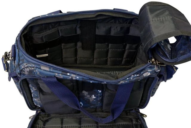 Alt view image 5 of 7 - Every Day Carry Tactical Shoulder Messenger Pistol Shooting Range Bag - Navy Digital