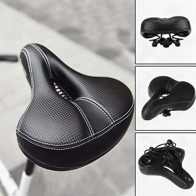 Alt view image 3 of 6 - Comfort Wide Bike Saddle Seat Soft Gel Cushion Waterproof Bicycle Black Unisex