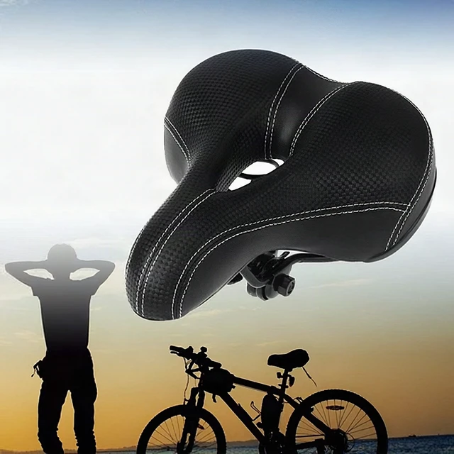 Alt view image 4 of 6 - Comfort Wide Bike Saddle Seat Soft Gel Cushion Waterproof Bicycle Black Unisex