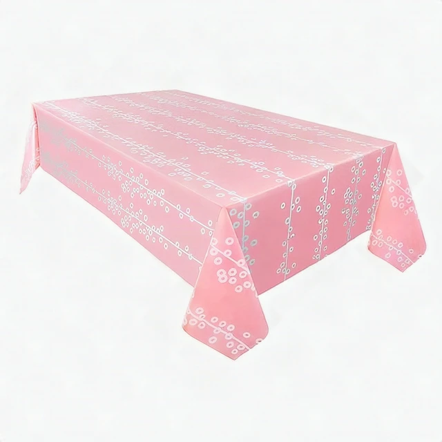 Alt view image 2 of 4 - Pink Disposable Plastic Tablecloths 6-Pack 54x108 Inch Rectangle Table Cover New