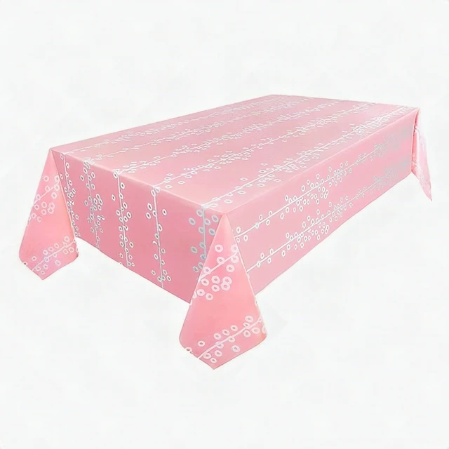 Alt view image 3 of 4 - Pink Disposable Plastic Tablecloths 6-Pack 54x108 Inch Rectangle Table Cover New