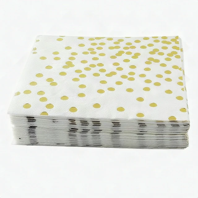 Alt view image 2 of 7 - Gold Dot Disposable Paper Plates Napkins Party Supplies Set 7 & 9 Inch 50 Pack