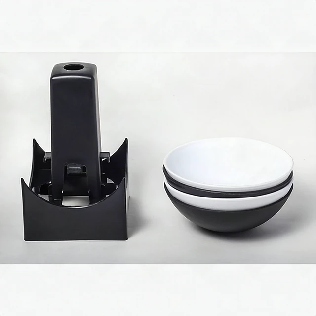 Alt view image 2 of 4 - Altatac Sports Party Serving Bowls, 2 Black, 2 White Bowls and Stand