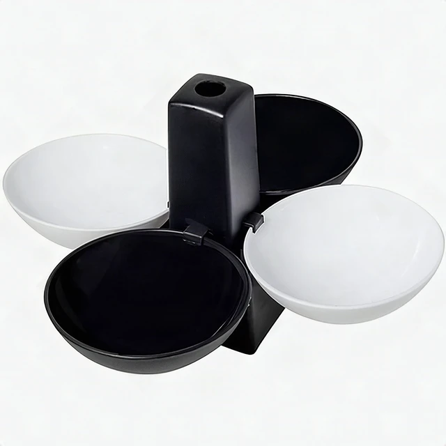 Alt view image 4 of 4 - Altatac Sports Party Serving Bowls, 2 Black, 2 White Bowls and Stand