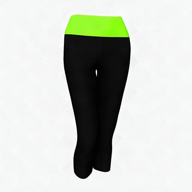Main image of Alta Women's Black Neon Green Two-Tone Foldover Yoga Capri Leggings Small New