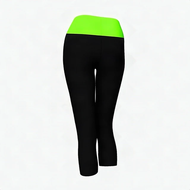 Alt view image 2 of 6 - Alta Women's Black Neon Green Two-Tone Foldover Yoga Capri Leggings Small New