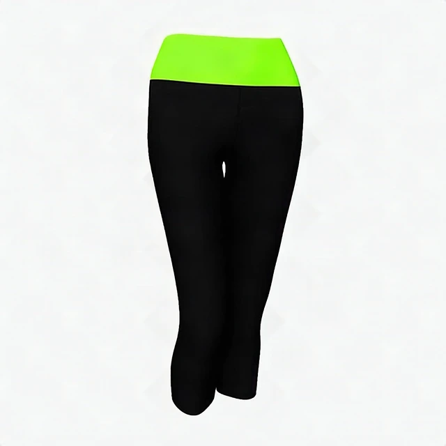 Alt view image 4 of 6 - Alta Women's Black Neon Green Two-Tone Foldover Yoga Capri Leggings Small New