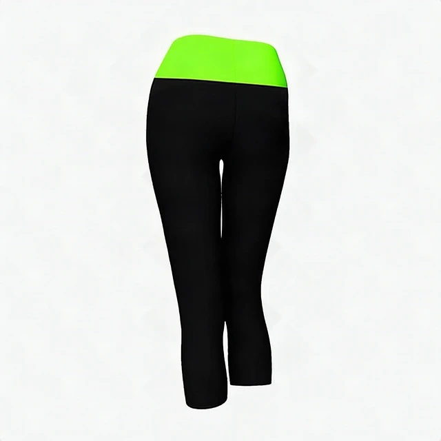 Alt view image 5 of 6 - Alta Women's Black Neon Green Two-Tone Foldover Yoga Capri Leggings Small New