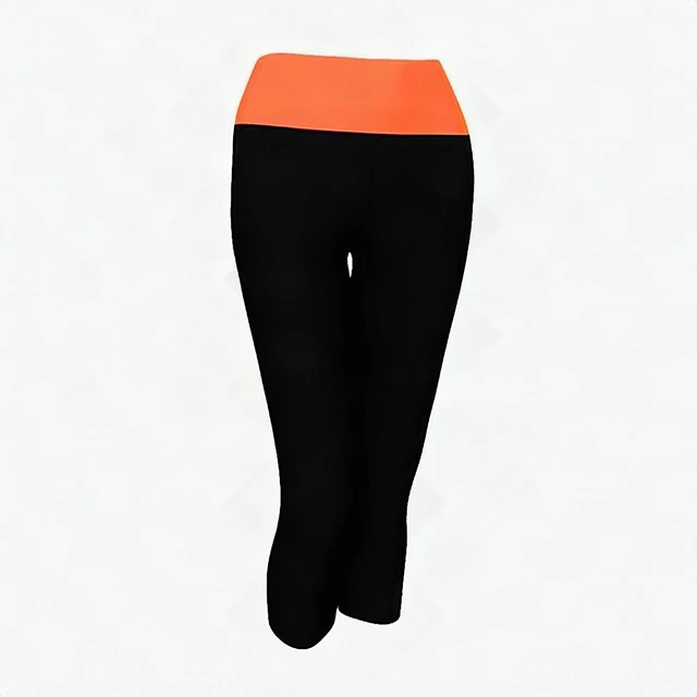Alt view image 4 of 6 - Alta Womens Two Tone Foldover Yoga Capri Leggings Black Peach Stretch SM New