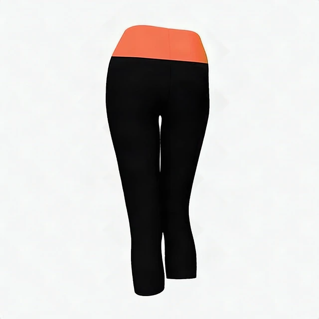 Alt view image 5 of 6 - Alta Womens Two Tone Foldover Yoga Capri Leggings Black Peach Stretch SM New