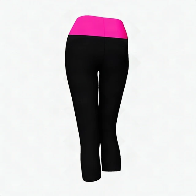 Alt view image 2 of 6 - Alta Womens Two Tone Foldover Stretch Yoga Capri Leggings Black Neon Fuchsia