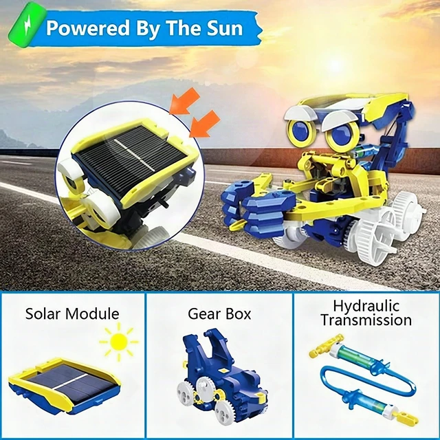 Alt view image 4 of 6 - Solar Power Robot Kit 11-in-1 Kids STEM Electronic Learning Toy Ages 8+ New