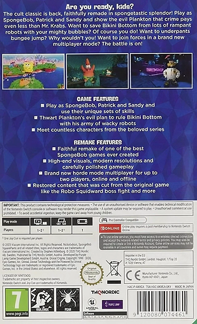 Alt view image 2 of 7 - Spongebob SquarePants: Battle for Bikini Bottom - Rehydrated Switch EU Version Region Free