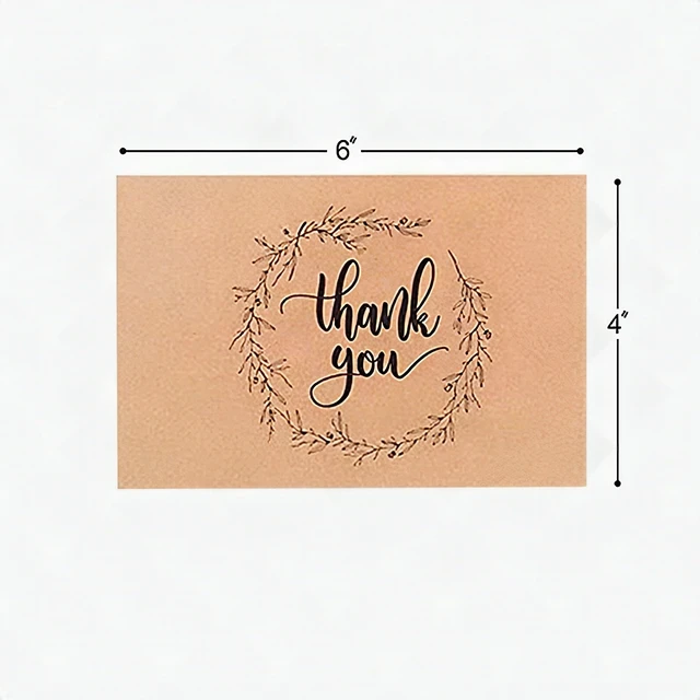 Alt view image 5 of 7 - 40 Kraft Rustic Envelopes, Stickers Thank You Notes Cards Bulk Set 4x6 inch