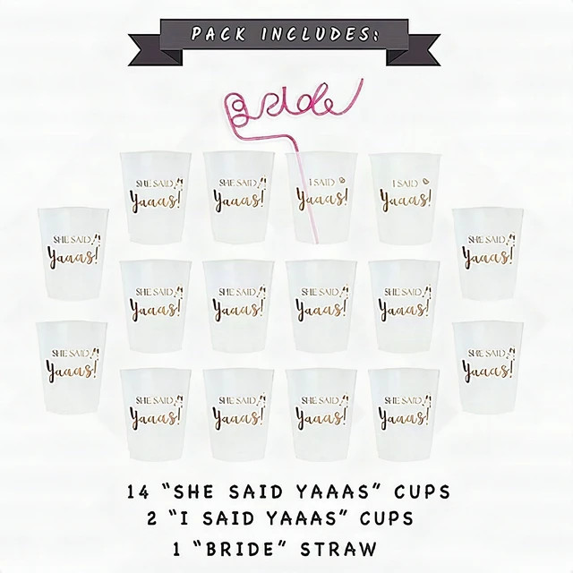 Alt view image 2 of 7 - 16-Pack Clear Plastic Cups Gold Rim 16oz Disposable Wedding Bachelorette Party