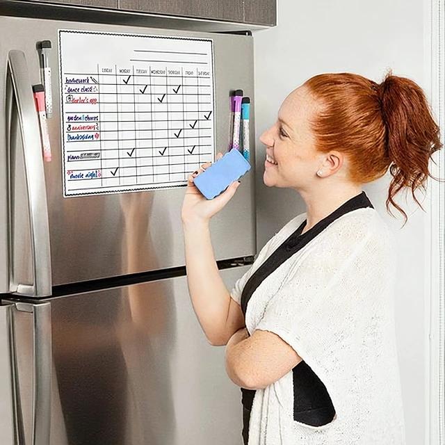 Alt view image 4 of 7 - Magnetic Dry Erase Board For Kids Chores Whiteboard Weekly Chore Chart 17X12''