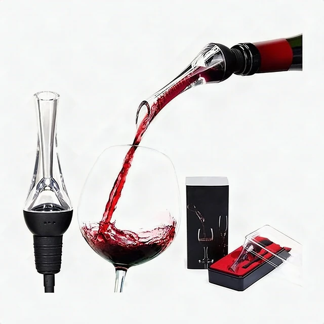 Main image of Wine Aerator Pourer Woodpecker Non-Drip Spout Wine Bottle Accessory Black - New