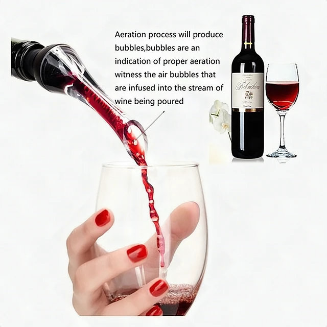Alt view image 4 of 7 - Wine Aerator Pourer Woodpecker Non-Drip Spout Wine Bottle Accessory Black - New