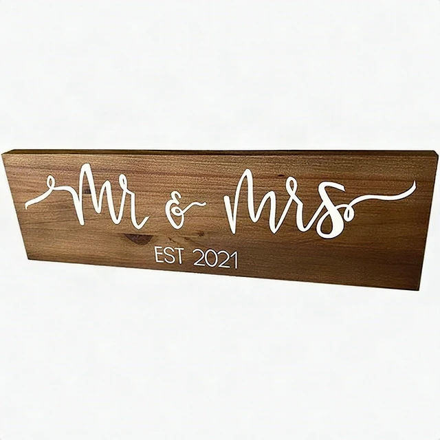 Alt view image 5 of 7 - Mr & Mrs 2021 Large Hanging Wedding Sign Brown Backdrop Decor Party Decoration