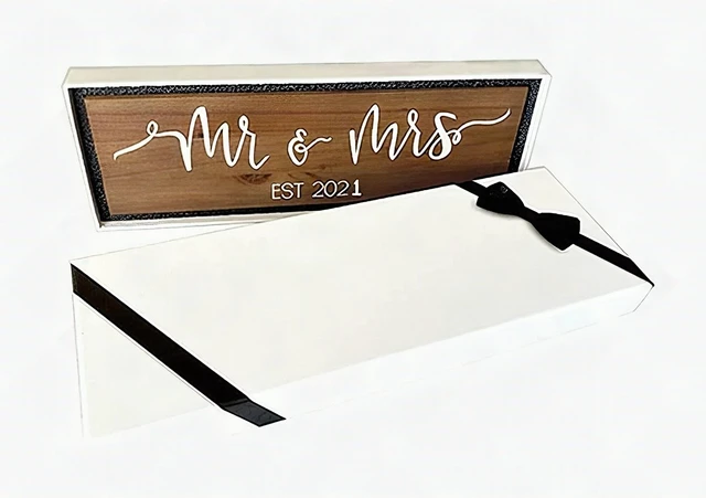Alt view image 7 of 7 - Mr & Mrs 2021 Large Hanging Wedding Sign Brown Backdrop Decor Party Decoration