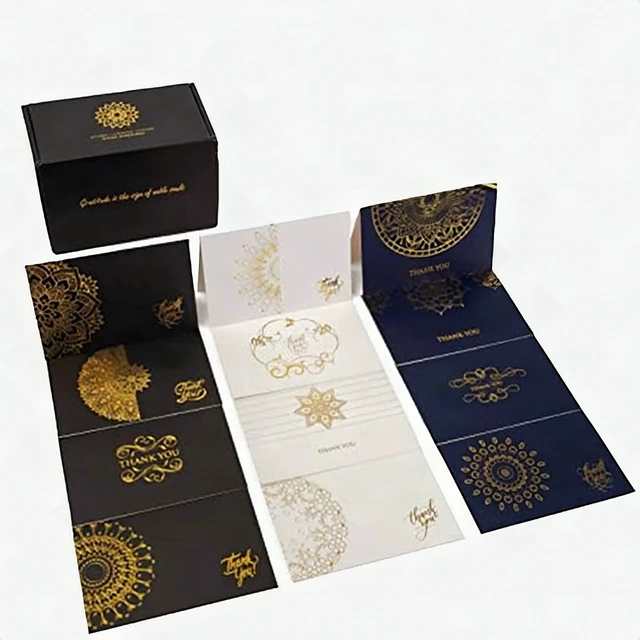 Alt view image 6 of 6 - 60 Pack Thank You Cards with Envelopes Bulk Set Gold Black White Blue 4x6 - New