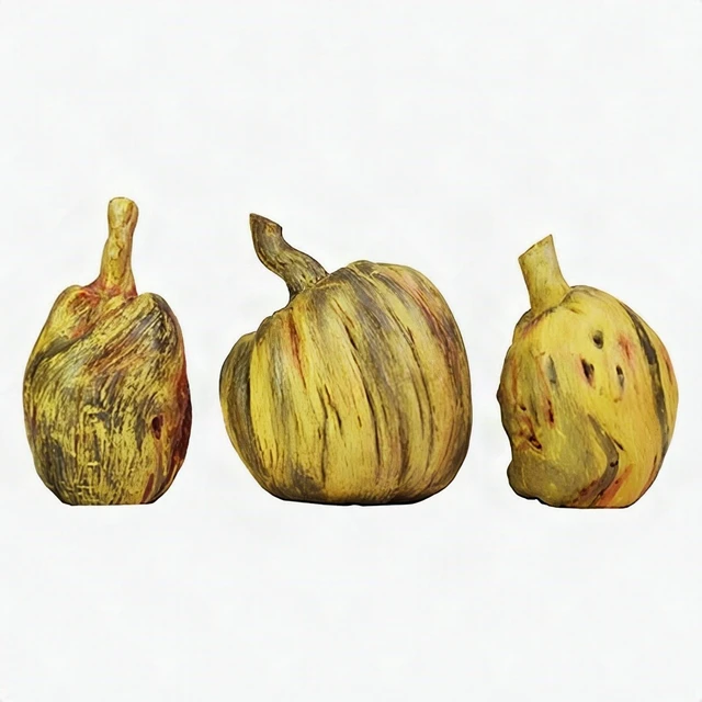 Main image of Set of 3 Mini Porcelain Pumpkin Figurines Fall Autumn Thanksgiving Tabletop
