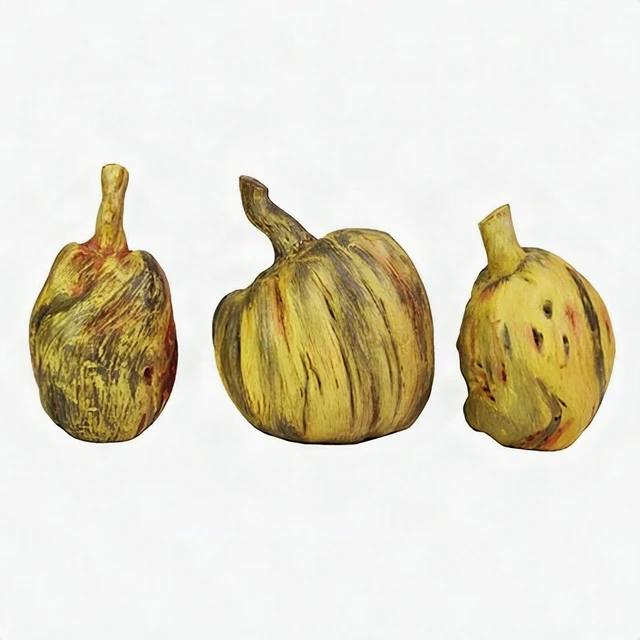 Alt view image 2 of 7 - Set of 3 Mini Porcelain Pumpkin Figurines Fall Autumn Thanksgiving Tabletop