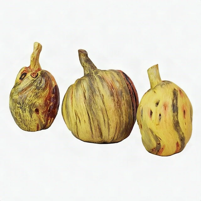 Alt view image 3 of 7 - Set of 3 Mini Porcelain Pumpkin Figurines Fall Autumn Thanksgiving Tabletop