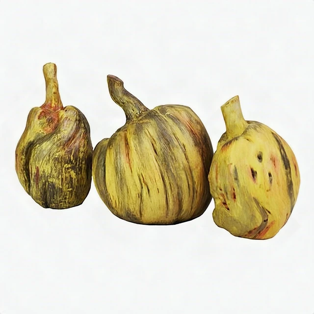 Alt view image 4 of 7 - Set of 3 Mini Porcelain Pumpkin Figurines Fall Autumn Thanksgiving Tabletop