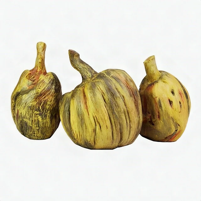 Alt view image 5 of 7 - Set of 3 Mini Porcelain Pumpkin Figurines Fall Autumn Thanksgiving Tabletop