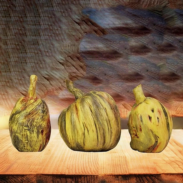 Alt view image 6 of 7 - Set of 3 Mini Porcelain Pumpkin Figurines Fall Autumn Thanksgiving Tabletop