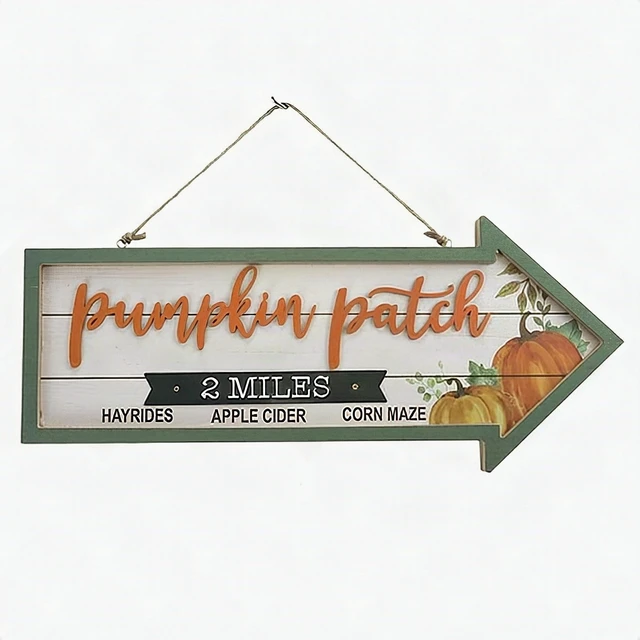 Main image of Vintage Wooden Pumpkin Patch Halloween Decor Burlap Hanging Wall Yard Sign - New