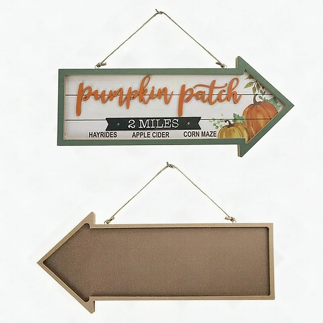Alt view image 2 of 7 - Vintage Wooden Pumpkin Patch Halloween Decor Burlap Hanging Wall Yard Sign - New