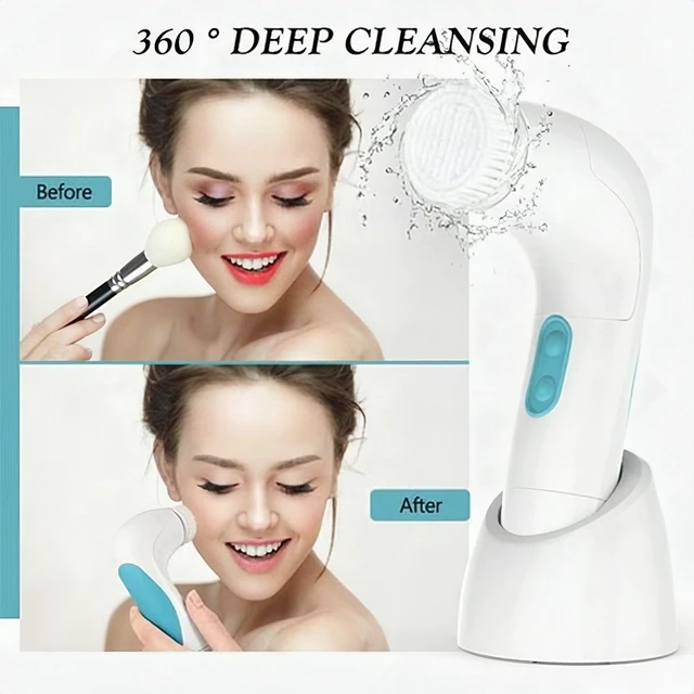 Alt view image 3 of 7 - Etereauty 5-in-1 Electric Facial Cleansing Brush Face Body Exfoliating Scrubber