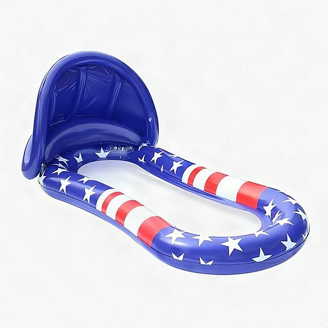 Main image of Inflatable Pool Float with Canopy Adults Luxury Lounge Raft Water Hammock Blue