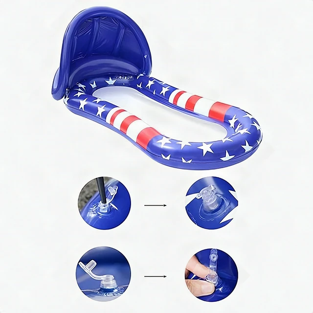 Alt view image 4 of 6 - Inflatable Pool Float with Canopy Adults Luxury Lounge Raft Water Hammock Blue