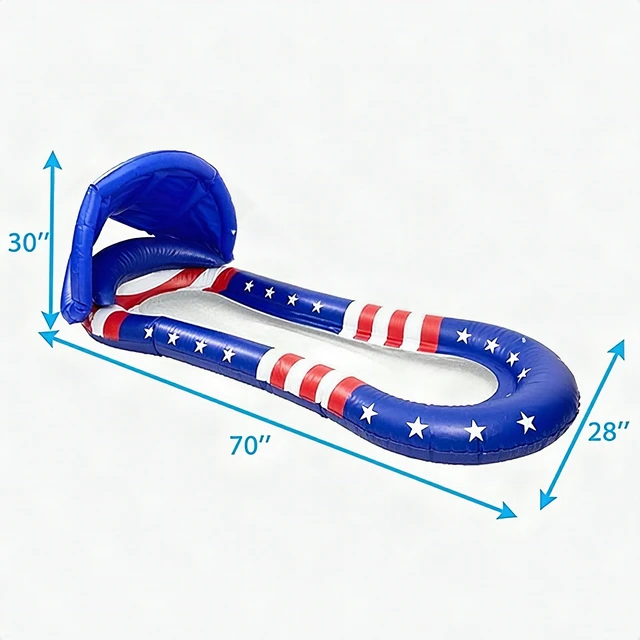 Alt view image 6 of 6 - Inflatable Pool Float with Canopy Adults Luxury Lounge Raft Water Hammock Blue