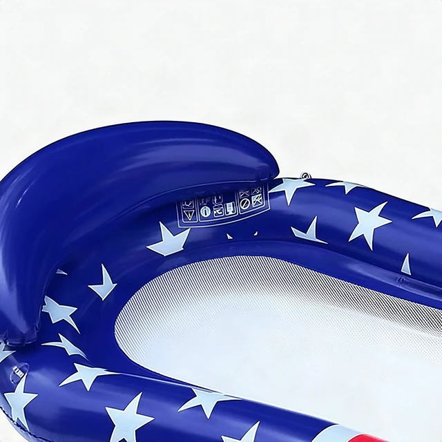 Alt view image 5 of 6 - Inflatable Pool Float with Canopy Adults Luxury Lounge Raft Water Hammock Blue