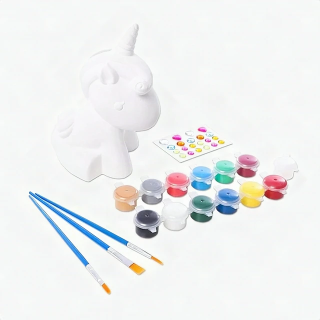 Alt view image 2 of 6 - Paint Your Own Unicorn Ceramic Piggy Bank DIY Art Craft Kit for Girls Ages 3-10