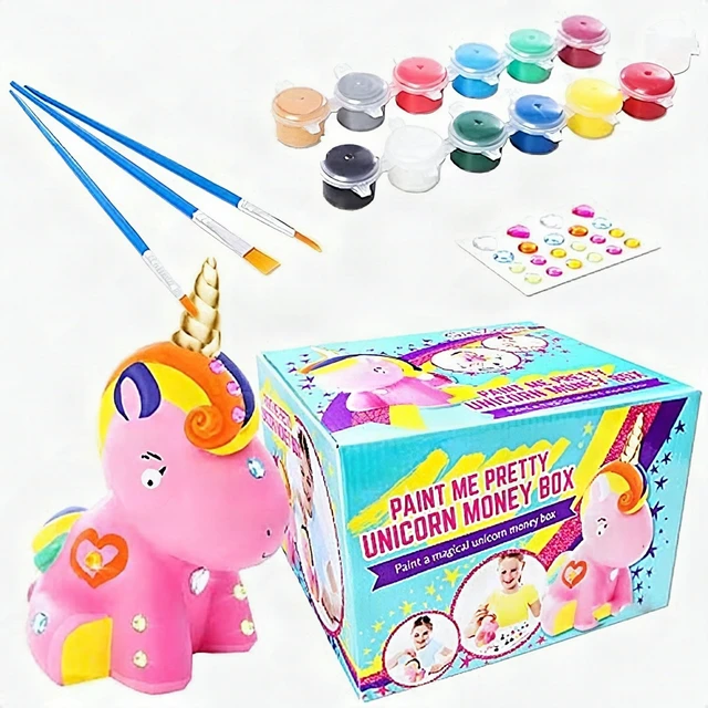 Alt view image 6 of 6 - Paint Your Own Unicorn Ceramic Piggy Bank DIY Art Craft Kit for Girls Ages 3-10