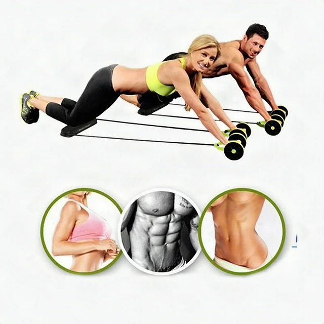 Alt view image 3 of 5 - 10-in-1 Ab Roller Wheel Kit Resistance Bands Knee Pad Core Abdominal Workout New