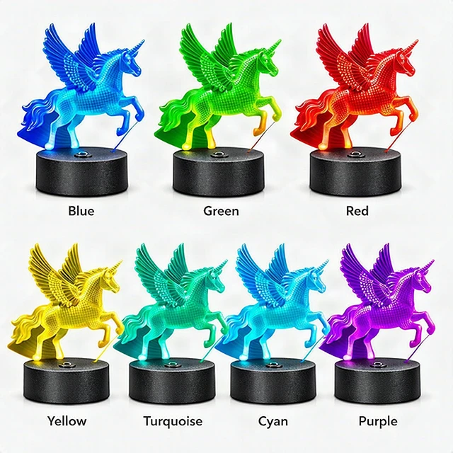 Alt view image 2 of 4 - 3D Unicorn Night Light for Kids 7 Color LED Lamp Remote Timer Nursery Bedroom
