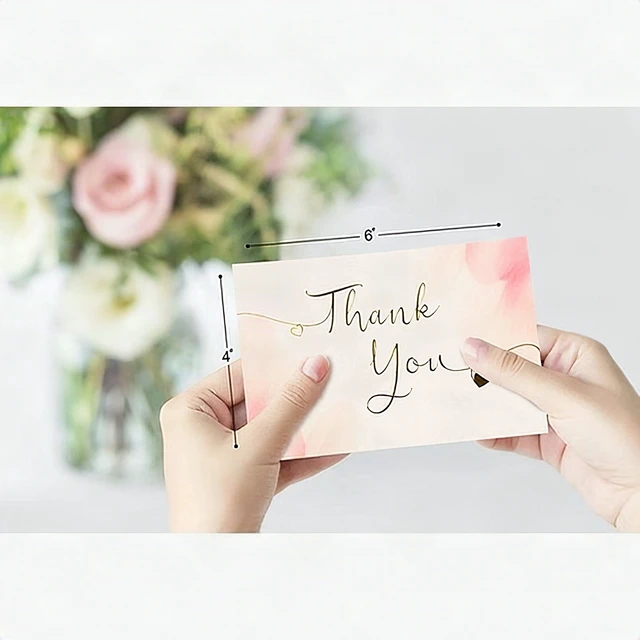 Alt view image 2 of 7 - 40 Gold Pink All Occasions Thank You Cards Notes Envelopes Stickers Set 4x6 New