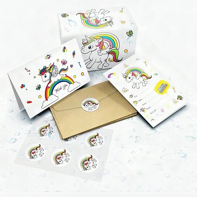 Main image of Unicorn Birthday Party Invitations 24 Cards 24 Thank You Cards 48 Envelopes New