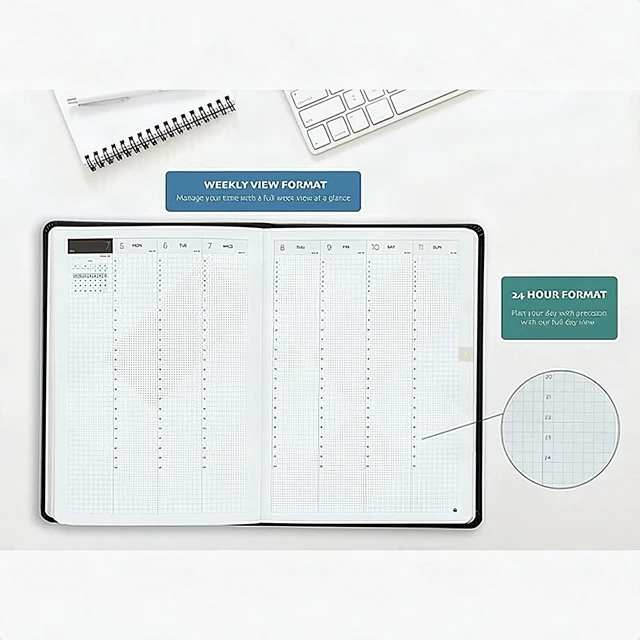 Alt view image 7 of 7 - 2019 Dated Diary 24-Hour Week to View Planner Monthly Views Organizer - New