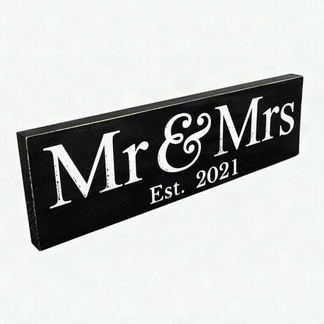 Main image of Mr & Mrs 2021 Large Hanging Wedding Sign Black Backdrop Decor Decoration - New
