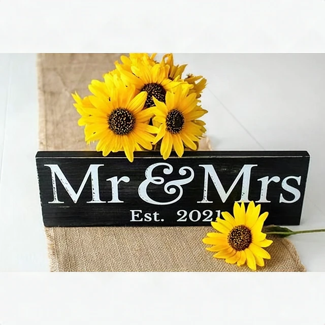 Alt view image 2 of 7 - Mr & Mrs 2021 Large Hanging Wedding Sign Black Backdrop Decor Decoration - New