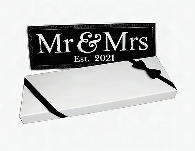 Alt view image 3 of 7 - Mr & Mrs 2021 Large Hanging Wedding Sign Black Backdrop Decor Decoration - New