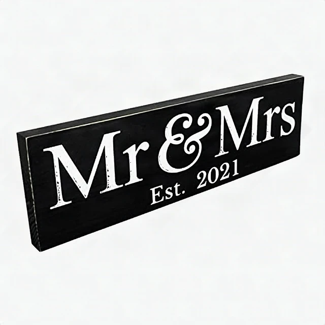 Alt view image 4 of 7 - Mr & Mrs 2021 Large Hanging Wedding Sign Black Backdrop Decor Decoration - New