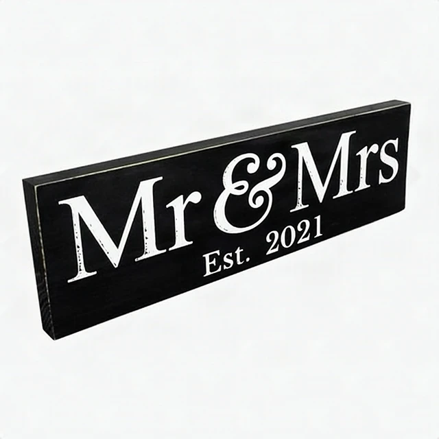 Alt view image 5 of 7 - Mr & Mrs 2021 Large Hanging Wedding Sign Black Backdrop Decor Decoration - New